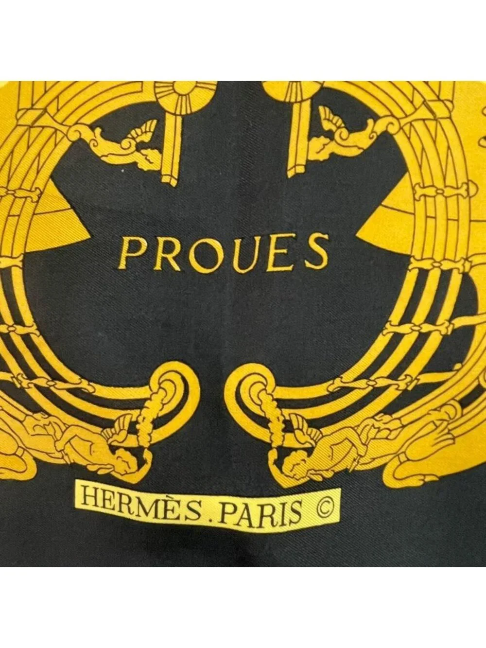 Hermes Scarf Silk Carre 90 Proues Black - Picture 6 of 8
